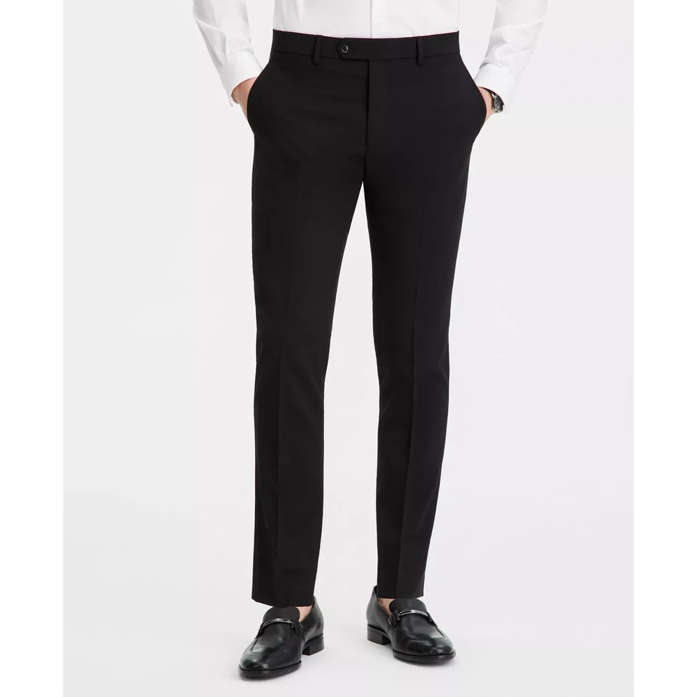 Tommy Hilfiger Men's Modern-Fit Wool Stretch Suit Separates Pants 42W 30L Black